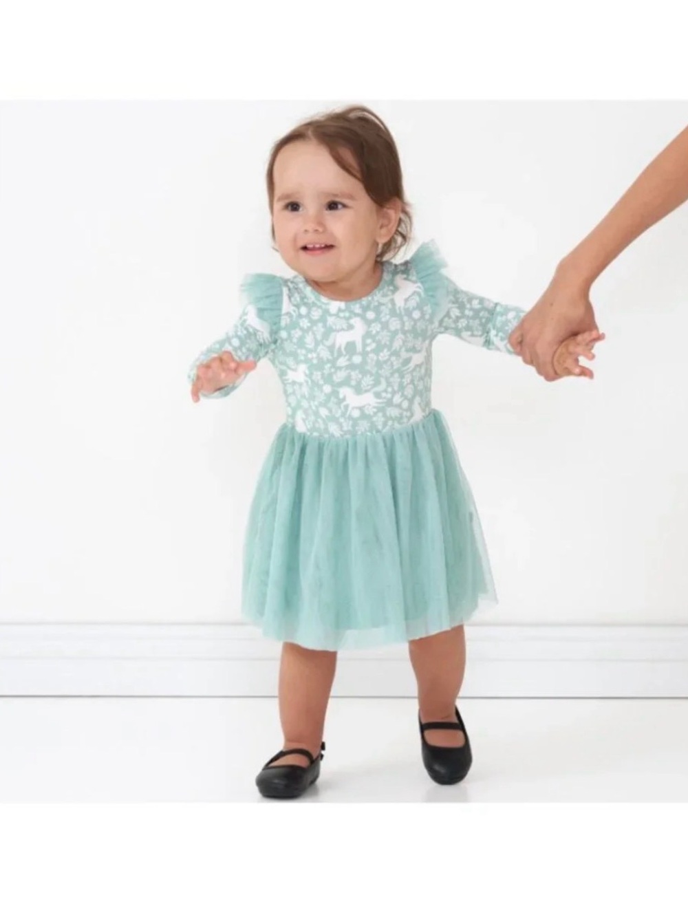 Little Sleepies Unicorn Garden Long Sleeve Flutter Tutu Dress